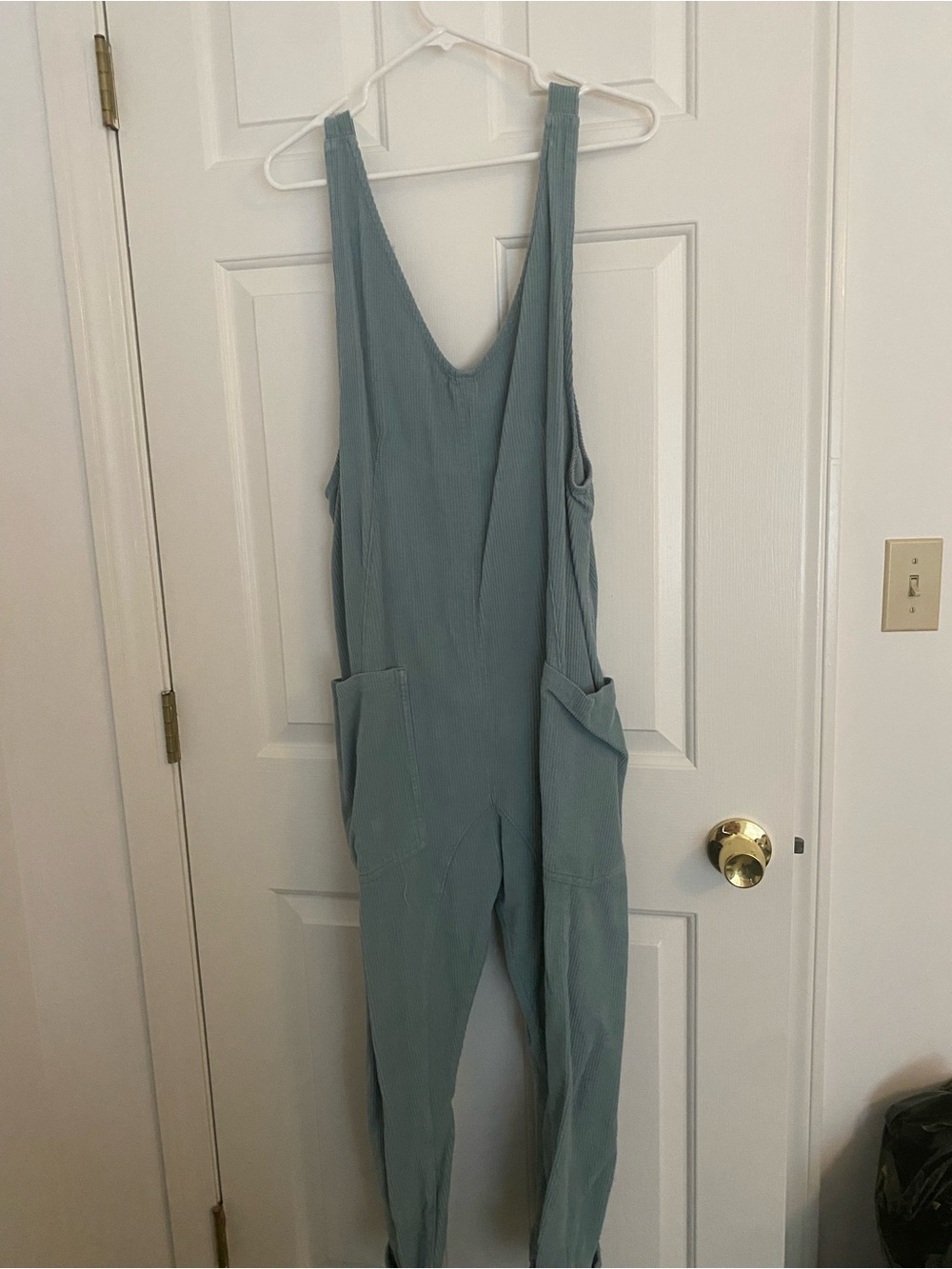 We The Free Light Blue Ribbed Sleeveless Jumpsuit